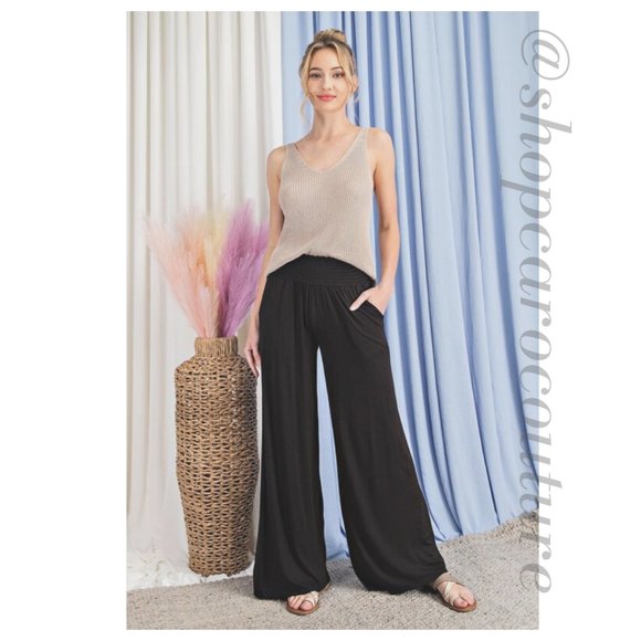 Smocked High Waist Straight Leg Pants - Picture 6 of 6
